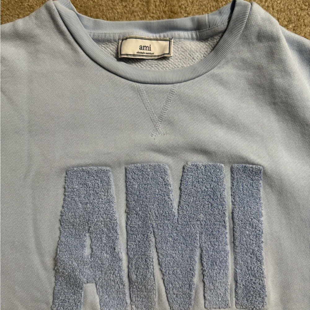 Ami (Alexandre Mattiussi) Powder Blue Crewneck Sweater - Picture 2 of 4